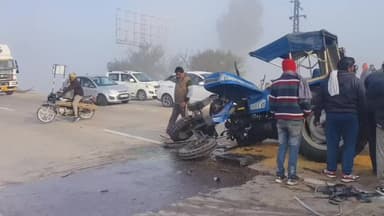 तालेड़ा: धान लेकर जा रही ट्रैक्टर ट्राली को तेज रफ्तार ट्रक ने मारी टक्कर, चालक हुआ घायल