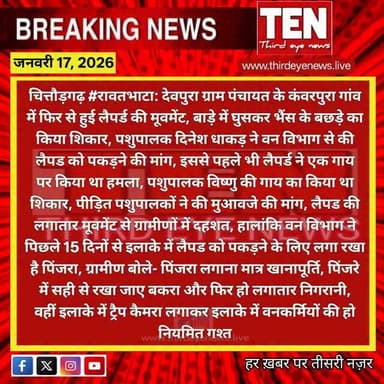 Chittorgarh #रावतभाटा: कंवरपुरा गांव में फिर से हुई लैपर्ड की मूवमेंट, बाड़े में घुसकर भैंस के बछड़े का किया शिकार
#chitto...