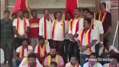 ಗುಂಡ್ಲುಪೇಟೆ: ತಮಿಳುನಾಡಿನಲ್ಲಿ ನಡೆದ ಪುಂಡರ ವರ್ತನೆ ಖಂಡಿಸಿ ಪಟ್ಟಣದಲ್ಲಿ ಕರವೇ ಪ್ರತಿಭಟನೆ