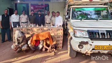दरभा: केशलूर–दरभा मार्ग पर राजूर चौक के पास अवैध शराब का जखीरा जब्त, ₹384000 की विदेशी शराब के साथ 3 आरोपी गिरफ्तार