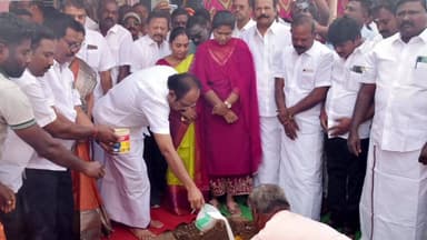 சிவகாசி: திருத்தங்களில் ரூபாய் 45.60 கோடி மதிப்பில் புதிய ரயில்வே மேம்பால கட்டுவதற்கு தமிழக நிதி அமைச்சர் அடிக்கல்நட்டி பணியை துவக்கி வைத்தார்