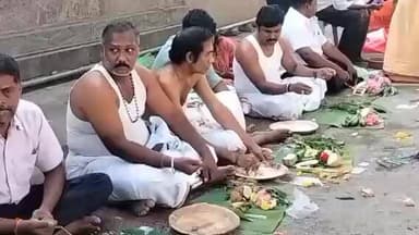 சேலம்: பழைய பேருந்து நிலையம் சுகவனேஸ்வரர் கோவிலில் தை அமாவாசை முன்னிட்டு முன்னோர்களுக்கு தர்ப்பணம்