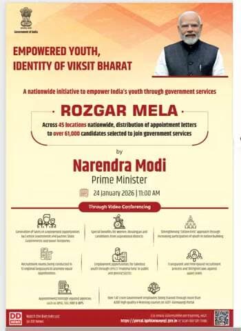 Rojgar Mela on 24th Jan, 2026 at Frontier HQ BSF Jodhpur