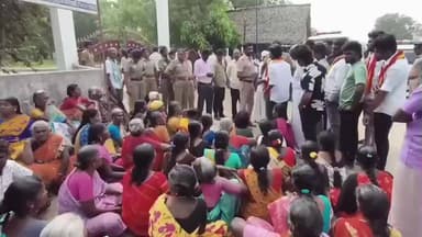 கயத்தாறு: கயத்தாறு தாலுகா அலுவலகம் முன்பு சூரிய மினுக்கன் கிராம மக்கள் ஆர்ப்பாட்டம் கைது