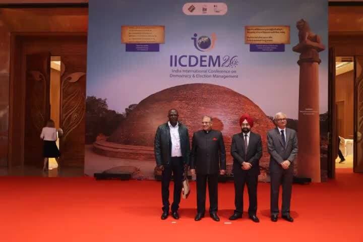 Election Commission of India under the leadership of CEC Shri Gyanesh Kumar, ECs Dr. Sukhbir Singh Sandhu and Dr. Vivek Joshi receiving dignitary from Kenya during #IICDEM2026 reception