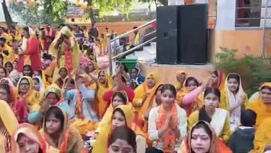 घोसी: घोसी इलाके में कड़ी सुरक्षा के बीच 5100 हनुमान चालीसा का पाठ हुआ, सैकड़ों की संख्या में लोग रहे शामिल