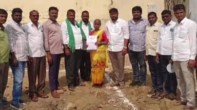 లింగంపేట్: లింగంపేట్ మండల కేంద్రంలో అర్హులైన మహిళకు ఇందిరమ్మ ఇల్లుకు ముగ్గు పోసిన అధికారులు