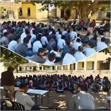 पुलिस थाना #बैजूपाड़ा द्वारा राजकीय उच्च माध्यमिक विद्यालय पुन्दरपाड़ा, जिला दौसा में विद्यार्थियों एवं स्टाफ को यातायात नियमों, हेलमेट व सीट बेल्ट की अनिवार्यता, साइबर फ्रॉड हेल्पलाइन 1930 तथा नशामुक्ति के संबंध में जागरूक किया गया।