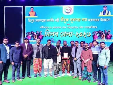 কুমারঘাট: ফটিকরায়ের মিলন মেলায় উপস্থিত মন্ত্রী সুধাংশু দাস