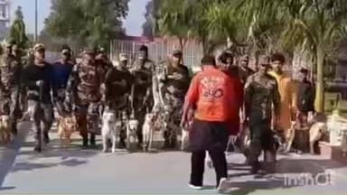 नवग्रह प्राण प्रतिष्ठा को लेकर बीएसएफ डॉग स्कॉट ने पूरे परिसर की जांच की