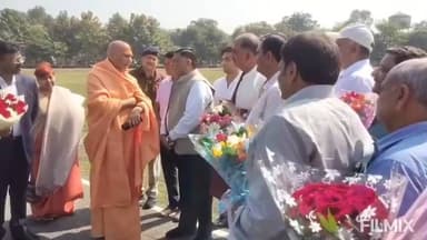 मुरैना नगर: आचार्य महामंडलेश्वर स्वामी अवधेशानंद गिरि महाराज मुरैना पहुंचे, पांचवी बटालियन में मीडिया से की चर्चा