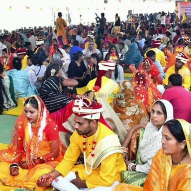 मुंगेली: मुख्यमंत्री कन्या विवाह योजना के तहत आदर्श कृषि उपज मंडी मुंगेली में 94 जोड़े विवाह बंधन में बंधे