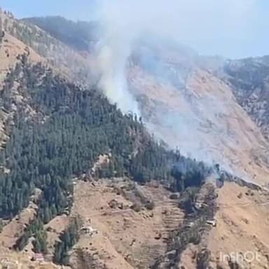 ठियोग: बासा धार के जंगल में लगी आग पर अग्निशमन विभाग और क्षेत्र के लोगों द्वारा पाया जा रहा काबू