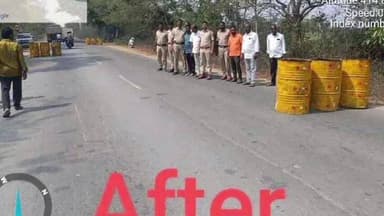 మాచారెడ్డి: భవానిపేట గ్రామ శివారులోని ప్రమాదాల నివారణకు బ్లాక్ స్పాట్ వద్ద 9 డ్రమ్ములు ఏర్పాటు, వాహనదారులు వేగంతగ్గించాలన్న పోలీసులు