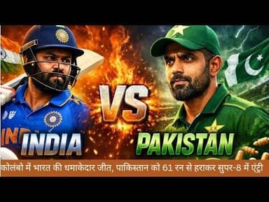#कोलंबो में #भारत की धमाकेदार जीत, पाकिस्तान को 61 रन से हराकर सुपर-8 में एंट्री।