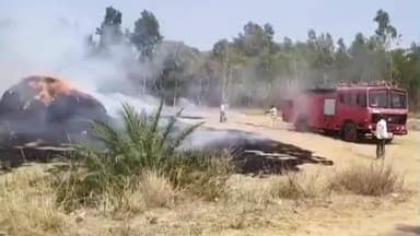 టెక్కలి: కోటబొమ్మాళి మండలం కిష్టుపురంలో జరిగిన అగ్ని ప్రమాదంలో గడ్డివాము దగ్ధం