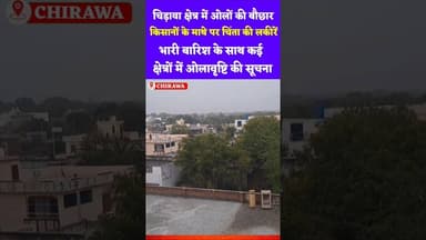 चिड़ावा क्षेत्र में ओलों की बौछार, किसानों के माथे पर चिंता की लकीरें #chirawa #baarish #viral