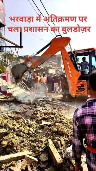 भरवाड़ा में अतिक्रमण पर चला प्रशासन का बुलडोज़र