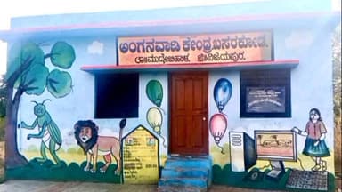 ಮುದ್ದೇಬಿಹಾಳ: ಬಸರಕೋಡ ಗ್ರಾಮದಲ್ಲಿ ಮಾದರಿಯಾದ ಅಂಗನವಾಡಿ ಕಟ್ಟಡ ನಿರ್ಮಾಣ