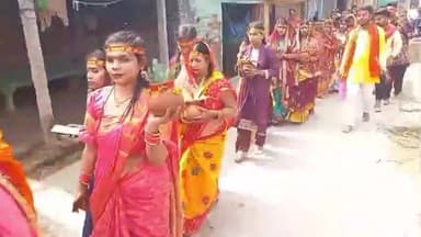 बिदुपुर: बिदुपुर के शीतलपुर चकमैगर शिव मंदिर में दुर्गा प्रतिमा स्थापना के लिए भव्य कलश शोभायात्रा