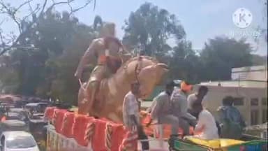 హిందూపురంలో చత్రపతి శివాజీ జయంతి సందర్భంగా నూతన విగ్రహంతో శోభాయాత్ర నిర్వహించిన వానరసేన ,శివాజీ సేవా సంఘం