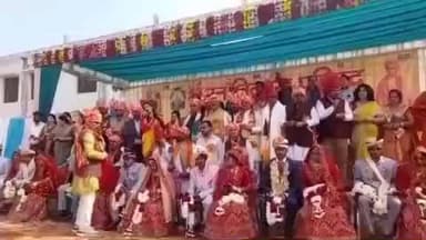 सासनी: SBS यूनियन पब्लिक स्कूल सासनी में भारत विकास परिषद ने 14 जोड़ों का विवाह कराया, फिजूलखर्ची रोकने का दिया संदेश