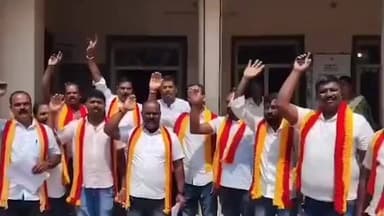 ಬೇಲೂರು: ಬೇಲೂರು ಪಟ್ಟಣದ ತಾಲೂಕು ಪಂಚಾಯಿತಿ ಕಚೇರಿ ಆವರಣದಲ್ಲಿ ಕರ್ನಾಟಕ ರಕ್ಷಣಾ ವೇದಿಕೆ ನೇತೃತ್ವದಲ್ಲಿ ಮಳಿಗೆಗಳ ಅವ್ಯವಹಾರ ಆರೋಪಿಸಿ ಪ್ರತಿಭಟನೆ