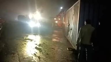 नेशनल हाईवे पर भाबरु के पास बुधवार रात को केमिकल टैंकर में लगी आग