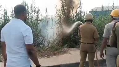 আমডাঙা: ব্যারাকপুর কল্যাণী এক্সপ্রেসওয়ে পার্শ্ববর্তী অঞ্চলে অগ্নিকাণ্ডের ঘটনা ঘটনাস্থলে দমকলের দুটি ইঞ্জিন