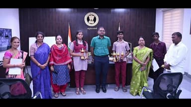 పెద్దపల్లి: రాష్ట్రస్థాయి క్రీడా పోటీల్లో ఉత్తమ ప్రతిభ కనబరిచిన విద్యార్థినులను అభినందించిన జిల్లా కలెక్టర్