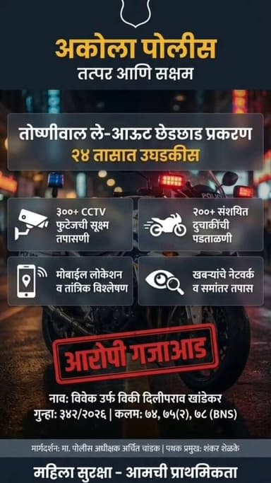 जो लागेल मुलींच्या पाठी! तो खाईल कायद्याची लाठी !🦯🚨
टवाळखोर, रोडरोमिओवर अकोला पोलीसांची कडक कारवाई! 🚨🚔
@archit.59 | @DG...