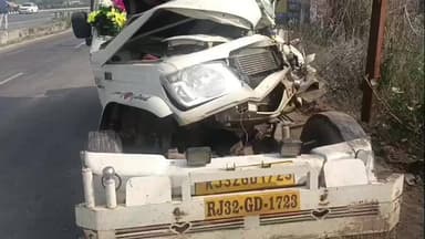 आमेर: नेशनल हाईवे संख्या 48 के बागावास अहिरान के पास पिकअप और बस में हुई भिड़ंत