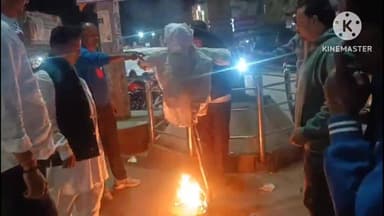 नागौद: कांग्रेस कार्यकर्ताओं ने नागौद में भाजपा सरकार का पुतला दहन किया
