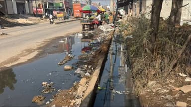 नूह: नूंह में नाला ओवरफ्लो होने से नूंह-होडल रोड पर गंदा पानी, दुर्घटना का खतरा