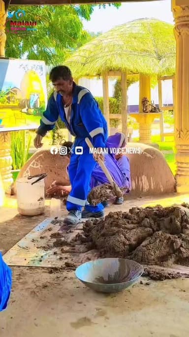 कंपनी परिसर में गोबर से निपाई:पारंपरिक अंदाज में होली की तैयारी