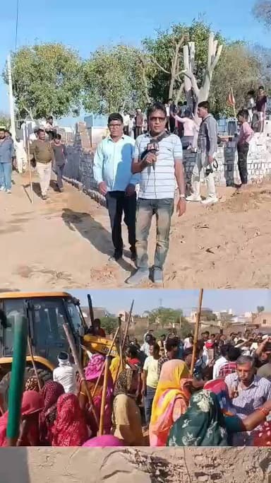 रतनगढ़: रतनगढ में नगरपालिका ने पुलिस जाब्ता के साथ अतिक्रमण हटाया, मोहले वासियों ने मंदिर की दीवार तोड़ने का किया विरोध