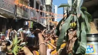 खिलचीपुर: अति विष्णु यज्ञ एवं वसंत उत्सव मेला के लिए निकाली गई जल यात्रा व शोभायात्रा