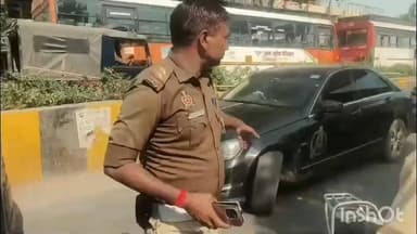 एटा: दीनदयाल चौक पर ट्रैफिक पुलिस ने 'सरपंच' लिखी मर्सिडीज़ को किया सीज
