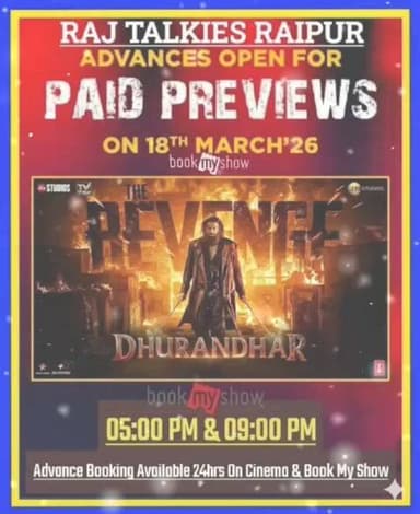 Advance Booking Now Open
#Raj #Talkies #Raipur