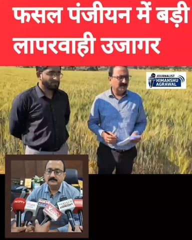 छतरपुर के प्रभारी कलेक्टर नमः शिवाय अरजरिया ने बड़ामलहरा क्षेत्र के ग्राम पीरा में उपार्जन पंजीयन का मौके पर फसल का औचक न...