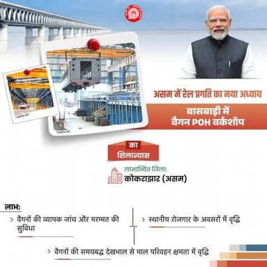 वैगन वर्कशॉप, बासबाड़ी से मालगाड़ियों के रखरखाव की आधुनिक सुविधा उपलब्ध होगी। इससे क्षेत्रीय आर्थिक विकास को बल मिलेगा व रोजगार के अवसरों का सृजन होगा।
#Purvodaya_Se_Vikas
@railminindia