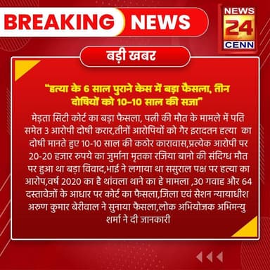 मेड़ता कोर्ट का बड़ा फैसला,पत्नी की हत्या के मामले में सजा
#breakingnews #merta #hindinews