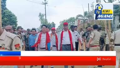 সাব্রুম শহরে মিছিল সংগঠিত করে বামফ্রন্টের দুই প্রার্থী নমিনেশন জমা দিলেন