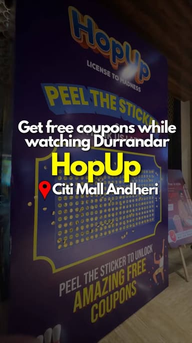 Free Peel and Win @hopupmumbai coupons at City Mall Andheri West
Location -
New Link Rd, Phase D, Shastri Nagar, Andher...