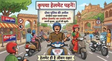 दोपहिया वाहन चलाते समय हमेशा हेलमेट का उपयोग करें 🪖
आपकी एक छोटी सी सावधानी आपकी और आपके परिवार की सुरक्षा सुनिश्चित करती है।
👉 हेलमेट ही है जीवन रक्षा!
#DausaPolice #RoadSafety #WearHelmet #SafeDrive #T