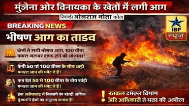 Kota Breaking: मुंगेना-विनायका के खेतों में भीषण आग, 100 बीघा फसल जलने की आशंका #ibpnews #कोटा