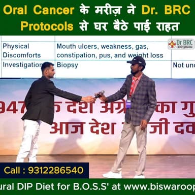 Oral Cancer के मरीज़ ने Dr. BRC Protocols से घर
Helpline Numbe : 9312286540
#DrBRC #DrBiswaroopRoyChowdhury #cancer #...