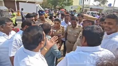 திருப்பூர் தெற்கு: வேலம்பாளையம் பகுதியில் தேர்தல் நடத்தை விதிமுறைகளை மீறியதாக போலீசார் மற்றும் அதிமுகவினரிடையே வாக்குவாதம்