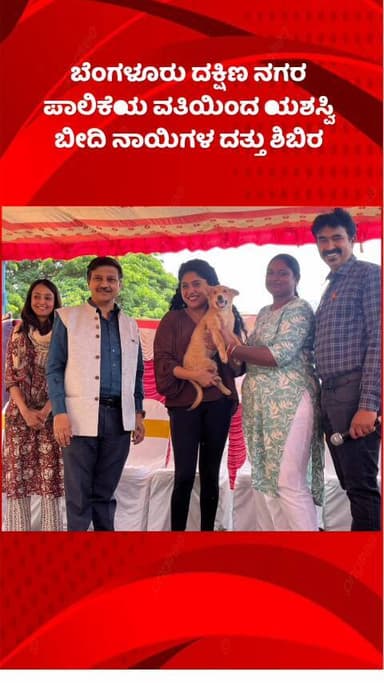 ಬೆಂಗಳೂರು ಉತ್ತರ: ಬೆಂಗಳೂರು ದಕ್ಷಿಣ ನಗರ ಪಾಲಿಕೆಯ ವತಿಯಿಂದ ಯಶಸ್ವಿ ಬೀದಿ ನಾಯಿಗಳ ದತ್ತು ಶಿಬಿರ