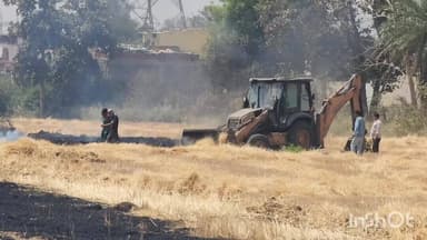 विदिशा नगर: हसनाबाद में खेत की नरवाई में लगी आग, ग्रामीणों ने खुद पाया काबू